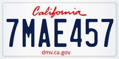 CA license plate 7MAE457