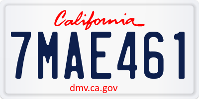 CA license plate 7MAE461