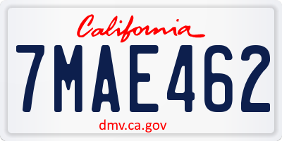 CA license plate 7MAE462