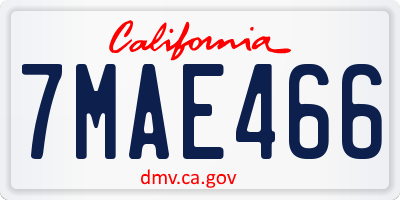 CA license plate 7MAE466