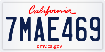 CA license plate 7MAE469