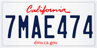 CA license plate 7MAE474