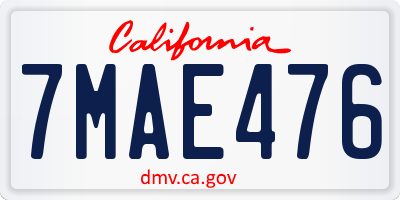 CA license plate 7MAE476