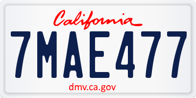CA license plate 7MAE477