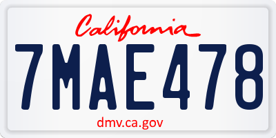 CA license plate 7MAE478