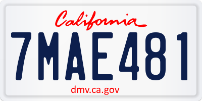 CA license plate 7MAE481