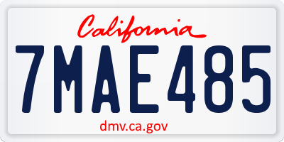 CA license plate 7MAE485