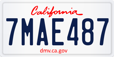CA license plate 7MAE487