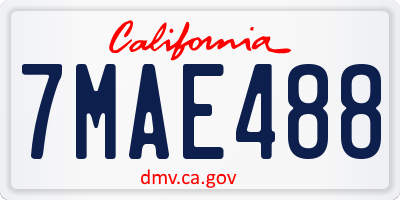 CA license plate 7MAE488