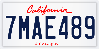 CA license plate 7MAE489