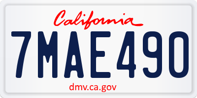 CA license plate 7MAE490