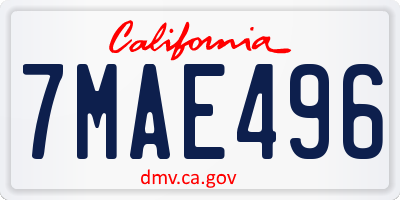 CA license plate 7MAE496