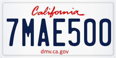 CA license plate 7MAE500