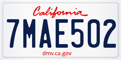 CA license plate 7MAE502