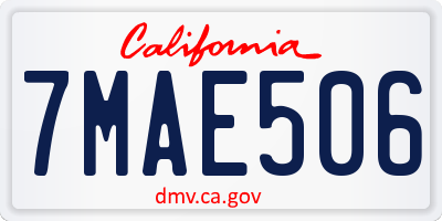 CA license plate 7MAE506