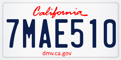 CA license plate 7MAE510