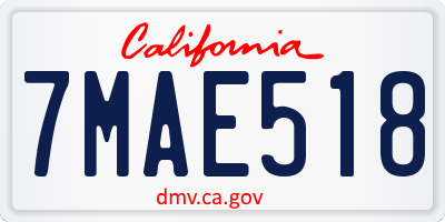CA license plate 7MAE518