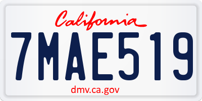 CA license plate 7MAE519