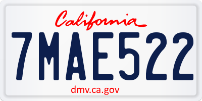 CA license plate 7MAE522