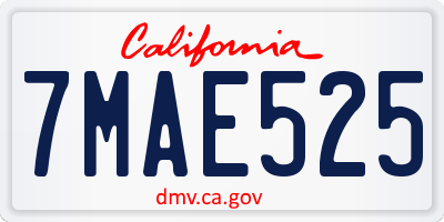 CA license plate 7MAE525