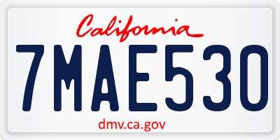 CA license plate 7MAE530