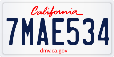 CA license plate 7MAE534