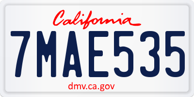 CA license plate 7MAE535