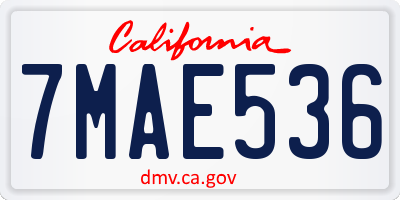 CA license plate 7MAE536