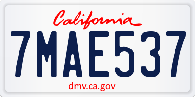 CA license plate 7MAE537