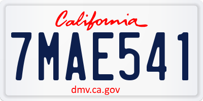 CA license plate 7MAE541