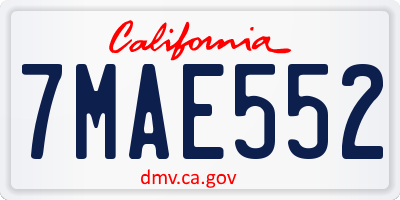CA license plate 7MAE552
