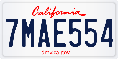 CA license plate 7MAE554