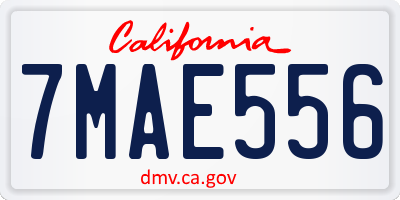 CA license plate 7MAE556