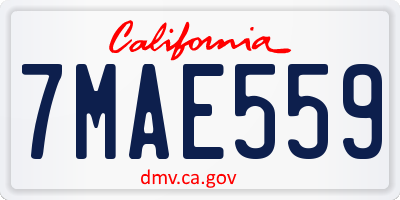 CA license plate 7MAE559