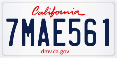 CA license plate 7MAE561