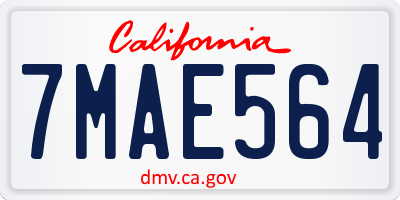 CA license plate 7MAE564