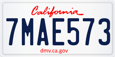 CA license plate 7MAE573