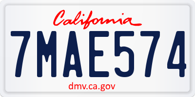 CA license plate 7MAE574
