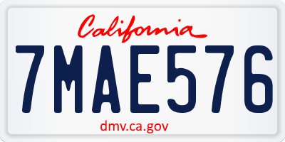 CA license plate 7MAE576