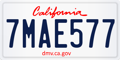 CA license plate 7MAE577