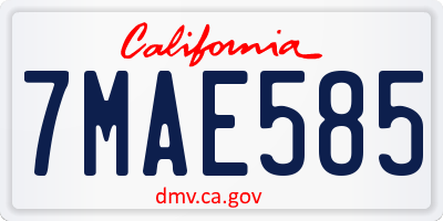 CA license plate 7MAE585