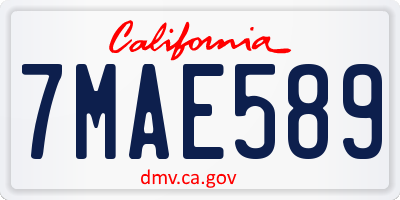 CA license plate 7MAE589