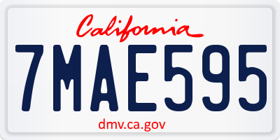 CA license plate 7MAE595