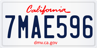 CA license plate 7MAE596