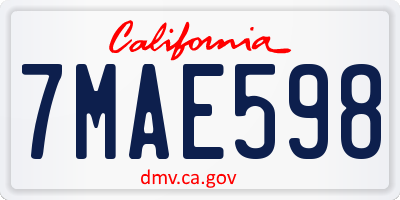 CA license plate 7MAE598