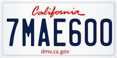 CA license plate 7MAE600
