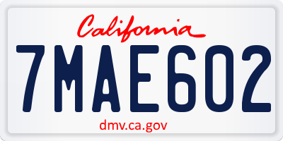 CA license plate 7MAE602