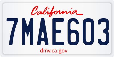 CA license plate 7MAE603