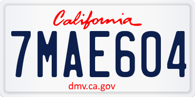 CA license plate 7MAE604