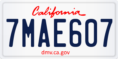 CA license plate 7MAE607